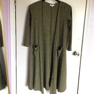 Lularoe Green Maxi Cardigan With Pockets